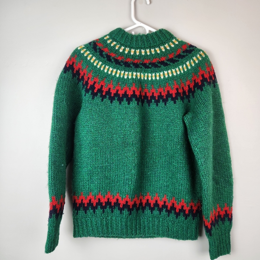 Vintage 60s The North Islander Wool Handknit Fair Isle Sweater - Picture 2 of 3